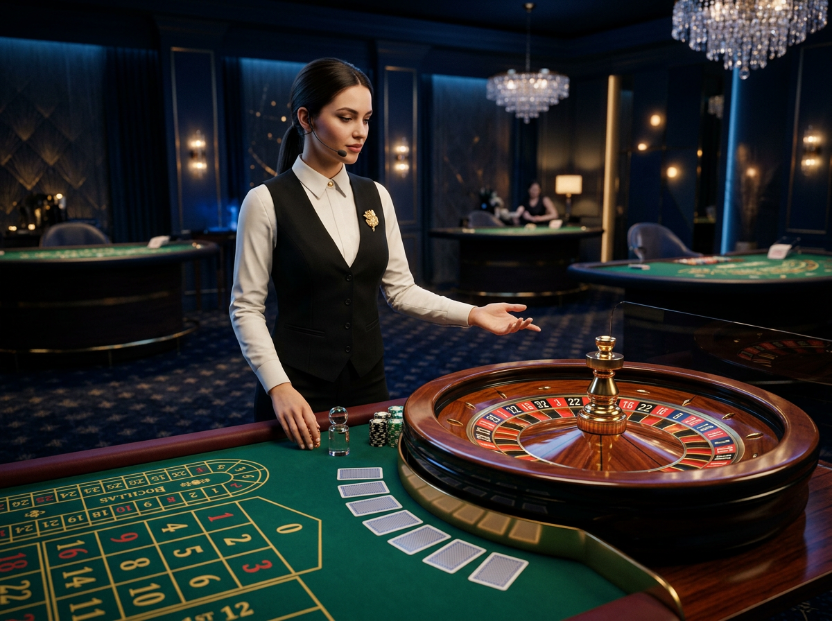 Mesa de casino en vivo con crupier real